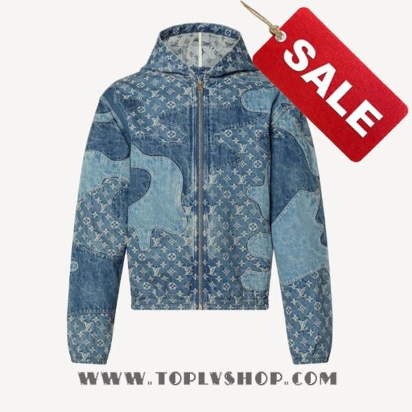 LV Monogram Patchwork Denim Hoodie Louis Vuitton 1A9K6E