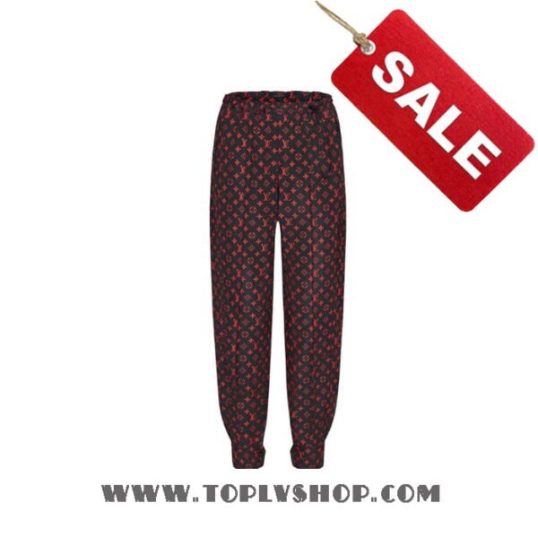 LV 1A83SL Louis Vuitton Red Monogram Jogging Pants In Technical Cotton